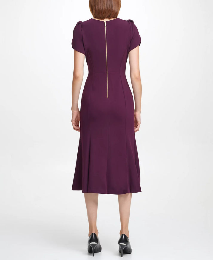 calvin klein burgundy dress Calvin Klein Women's Short-Sleeve Midi Dress - Plum