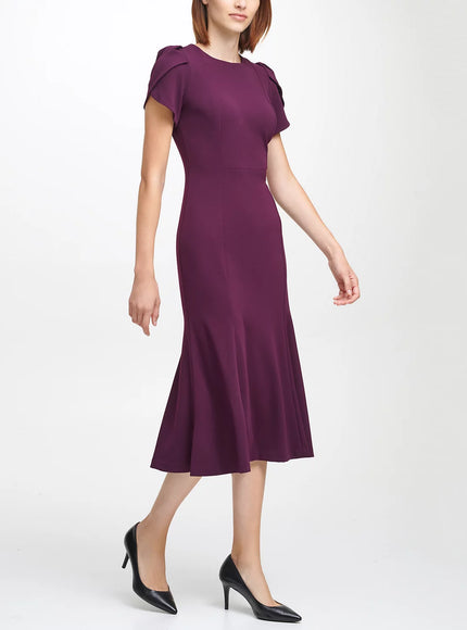Calvin Klein Women's Short-Sleeve Midi Dress in Purple