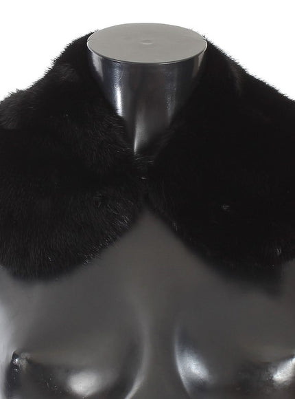 Dolce & Gabbana Elegant Black Mink Fur Shoulder Wrap Scarf