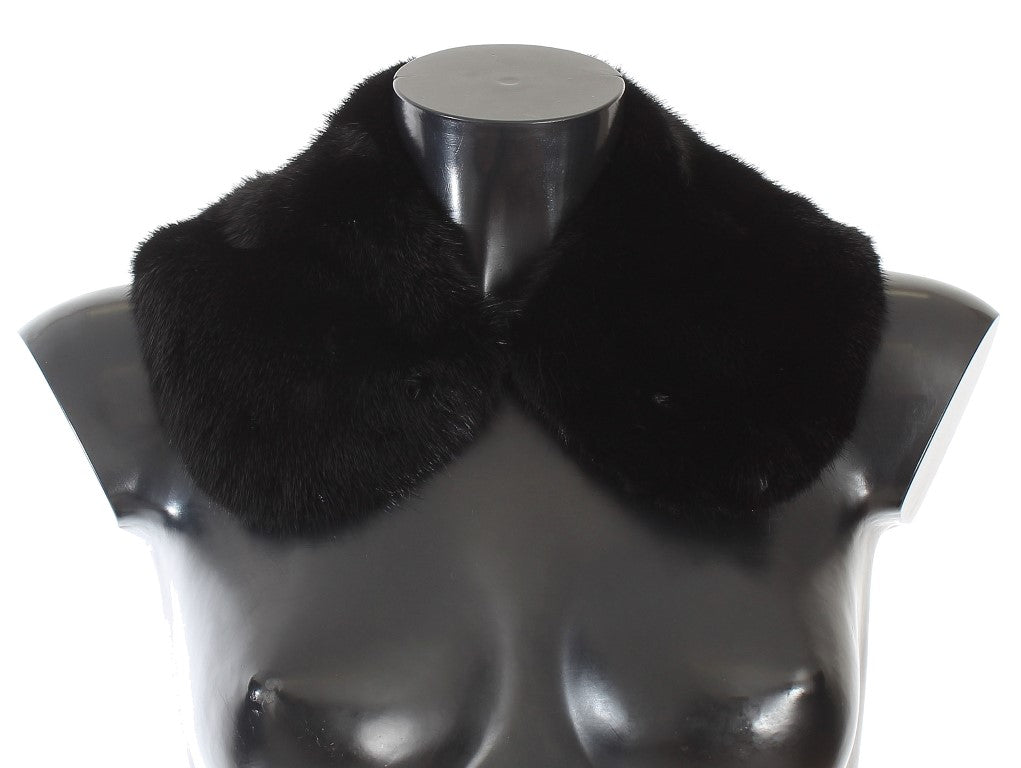 Dolce & Gabbana Elegant Black Mink Fur Shoulder Wrap Scarf