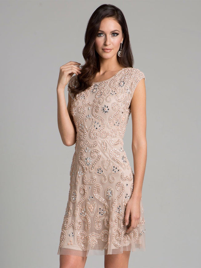 Lara 33404 - Nude Short Dress Blush