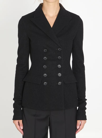 Dolce & Gabbana Double-breasted Jacket In Wool Cloth Black