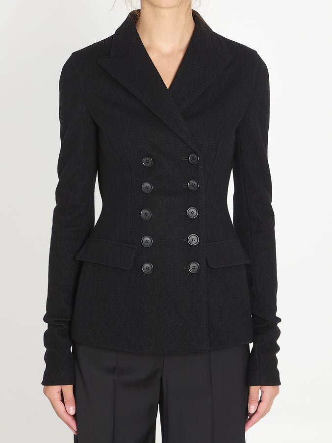 Dolce & Gabbana Double-breasted Jacket In Wool Cloth Black