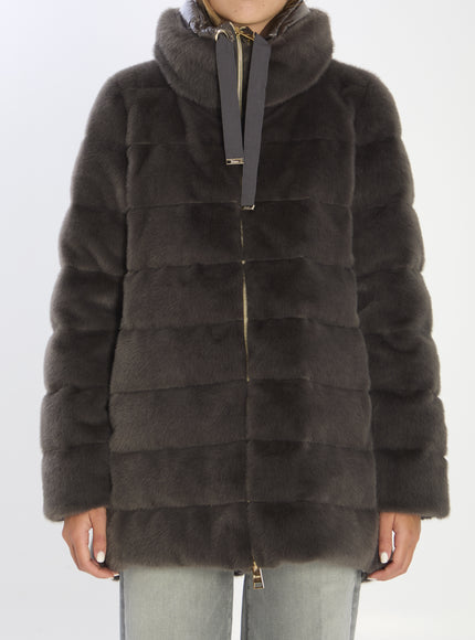 Herno Faux Fur Down Jacket Grey