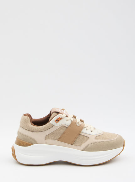 Tod's Sneakers In Fabric And Suede Leather Brown