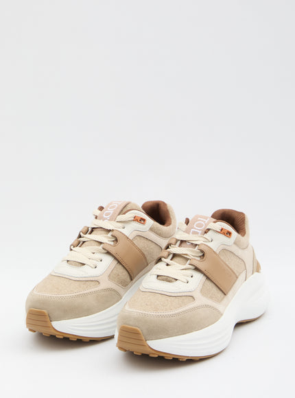 Tod's Sneakers In Fabric And Suede Leather