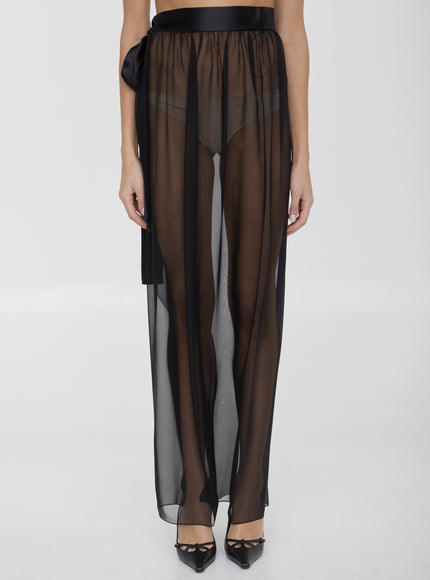 Dolce & Gabbana Long Silk Chiffon Skirt Black