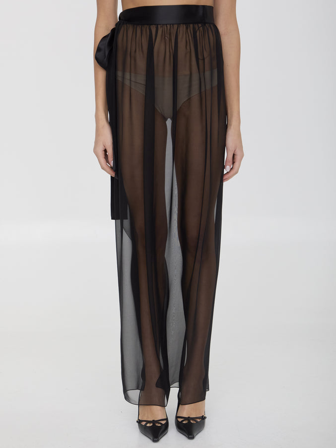 Dolce & Gabbana Long Silk Chiffon Skirt Black