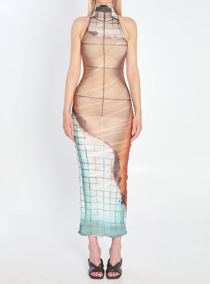 Jean Paul Gaultier Fire Long Dress White