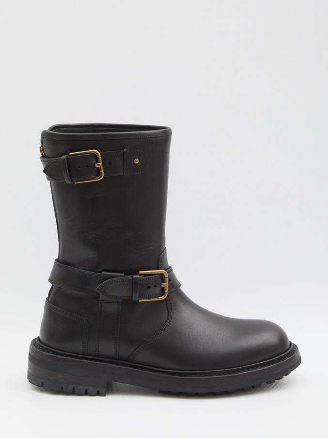 Dolce & Gabbana Black Smooth Leather Boot Black