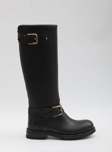 Dolce & Gabbana Leather Biker Boots Black