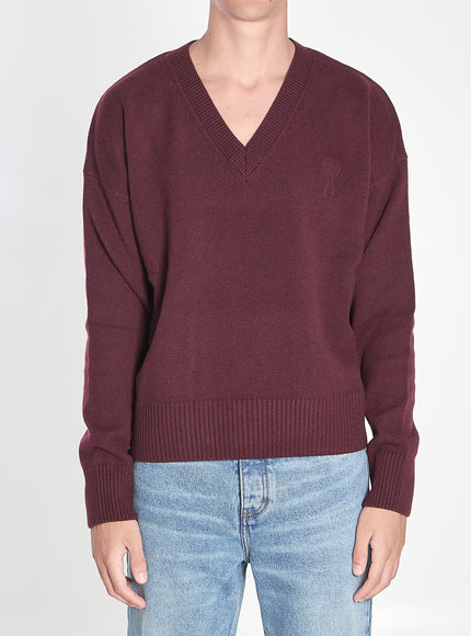 Ami Paris Ami De Coeur Pullover Bordeaux