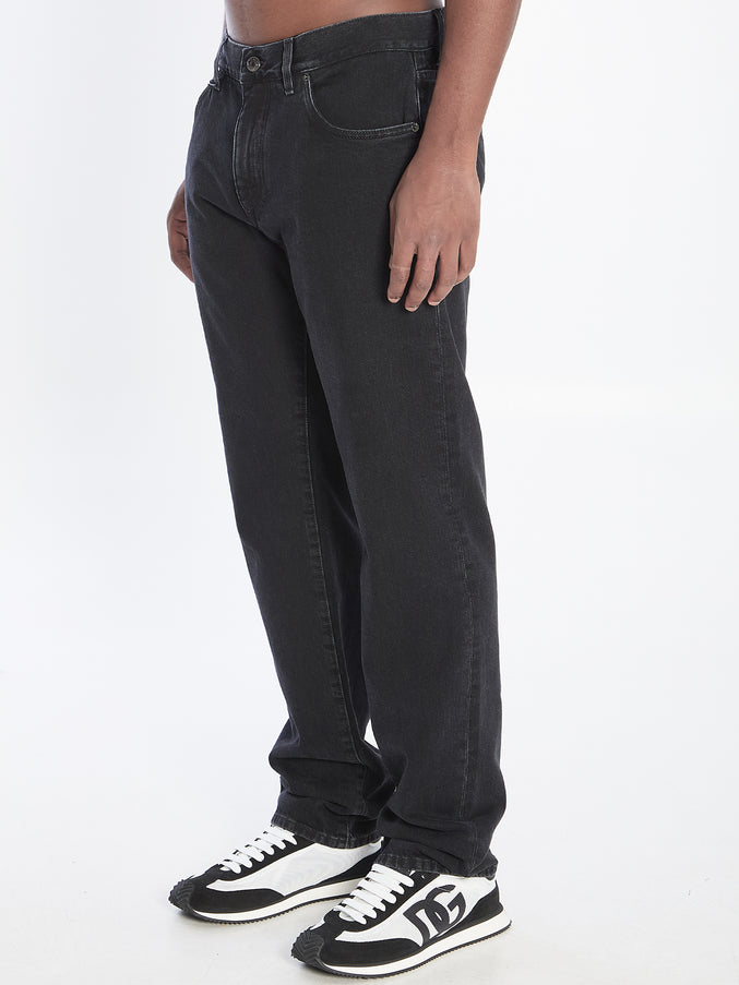 Dolce & Gabbana Denim Pants With Plaque
