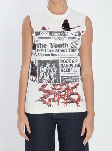 Dolce & Gabbana Printed Jersey Top White