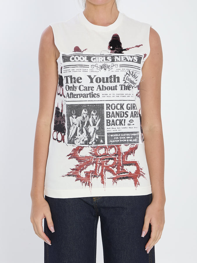 Dolce & Gabbana Printed Jersey Top White