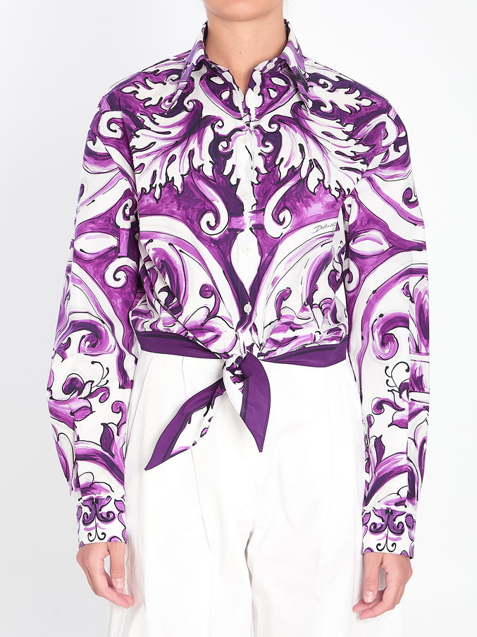 Dolce & Gabbana Maiolica Print Shirt Purple
