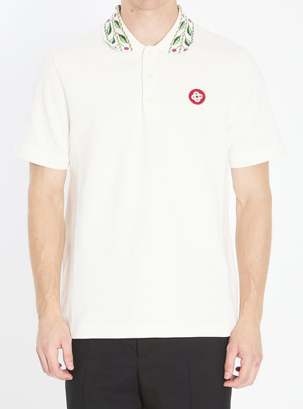 Casablanca Laurel Piqué Polo Shirt White