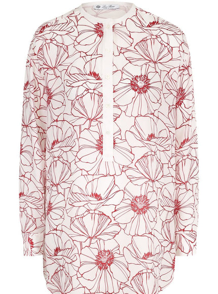 Loro Piana Floral Silk Popover Shirt
