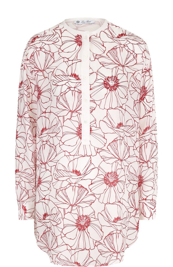 Loro Piana Floral Silk Popover Shirt