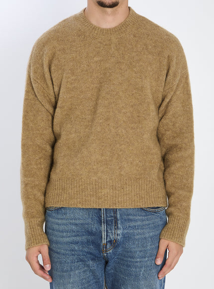 Ami Paris Sweater In Alpaca And Wool Beige