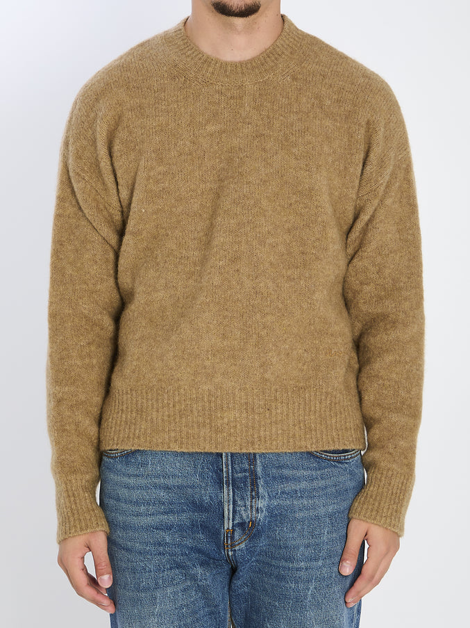 Ami Paris Sweater In Alpaca And Wool Beige