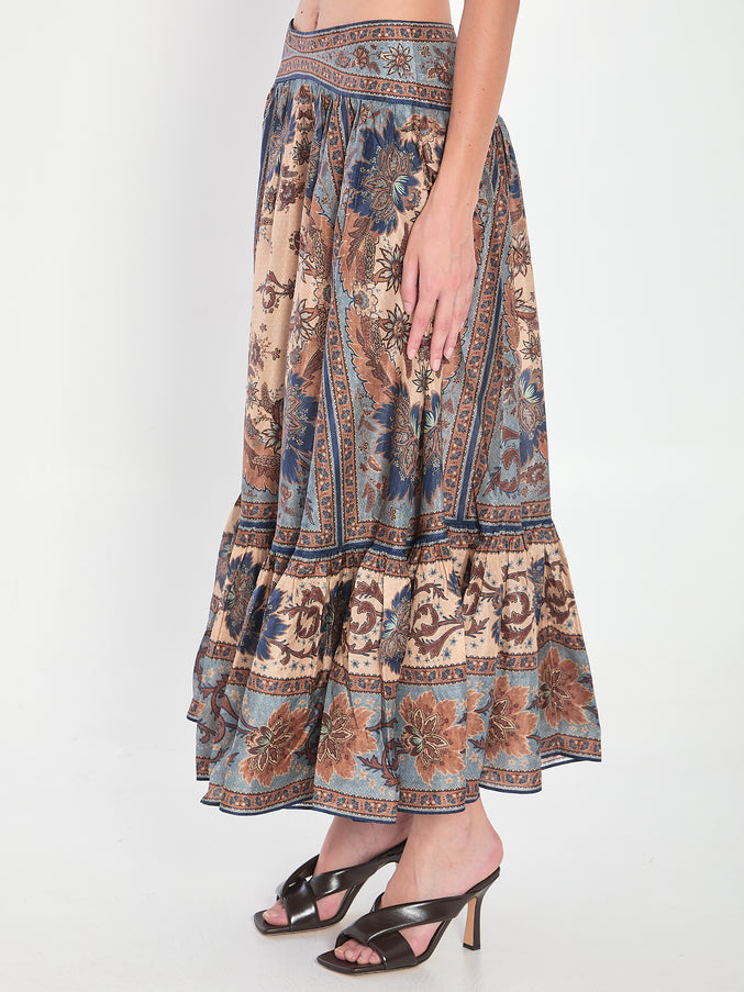 Zimmermann Ascension Tiered Midi Skirt
