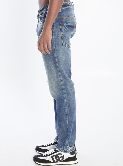 Dolce & Gabbana Denim Pants With Plaque