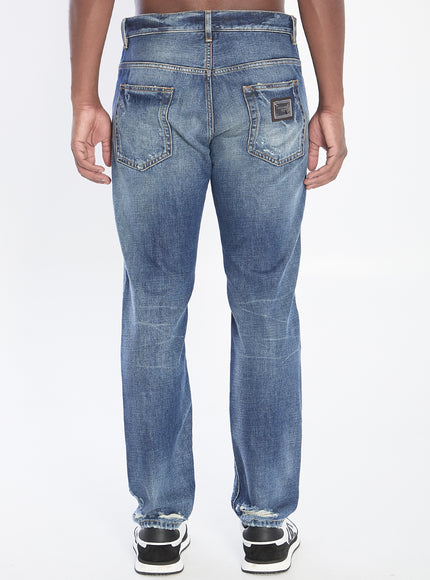 Dolce & Gabbana Denim Pants With Plaque
