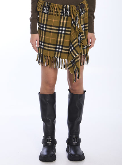 Burberry Check Scarf Skirt Brown