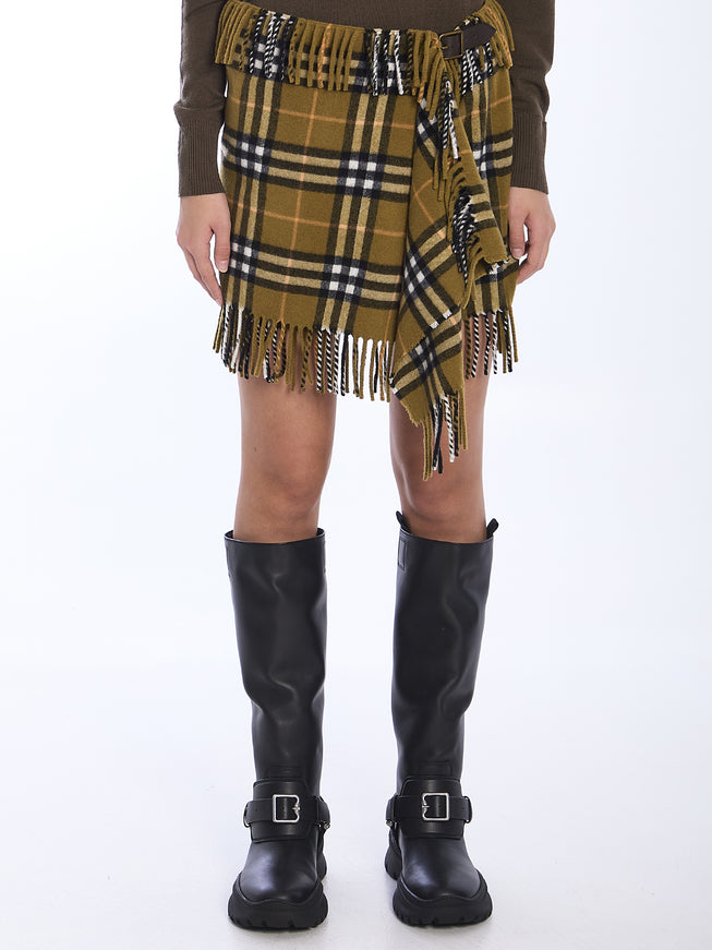 Burberry Check Scarf Skirt Brown