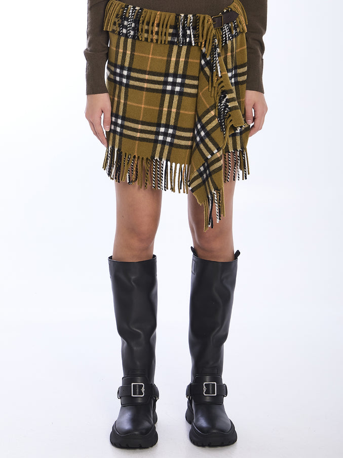 Burberry Check Scarf Skirt Brown