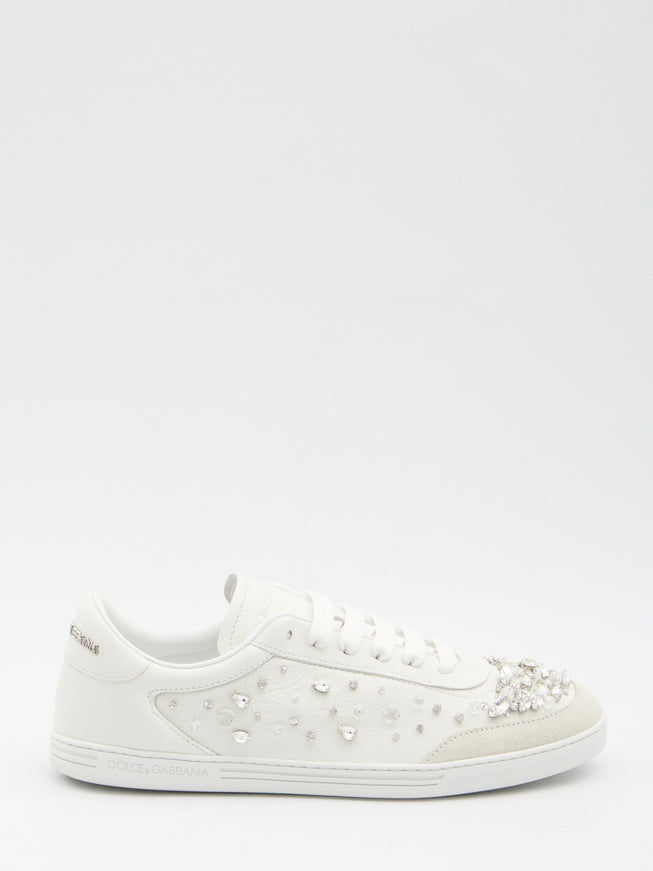 Dolce & Gabbana Sneakers Embellished With Rhinestones White