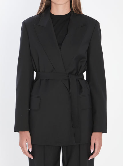 Max Mara Blazer In Wool Canvas Black
