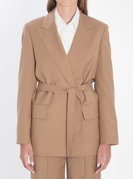 Max Mara Blazer In Wool Canvas Beige