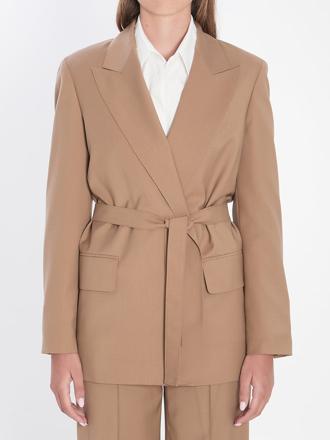 Max Mara Blazer In Wool Canvas Beige