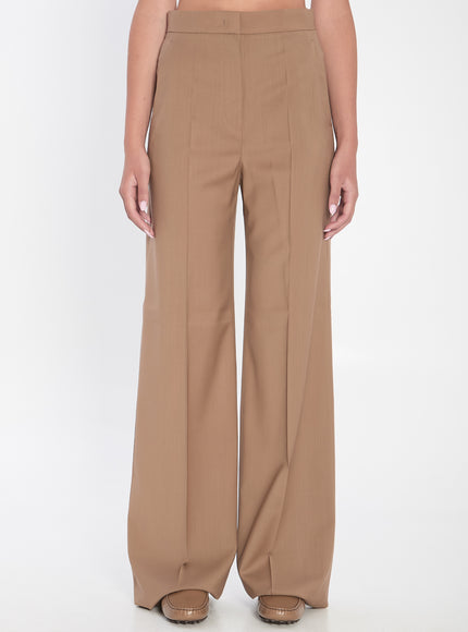 Max Mara Straight-leg Trousers In Light Wool Beige