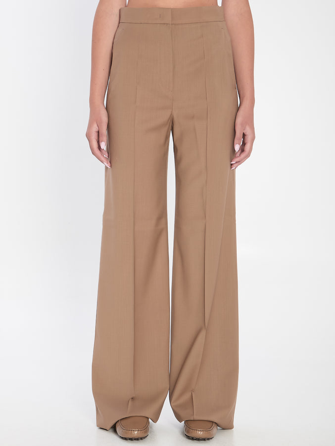 Max Mara Straight-leg Trousers In Light Wool Beige
