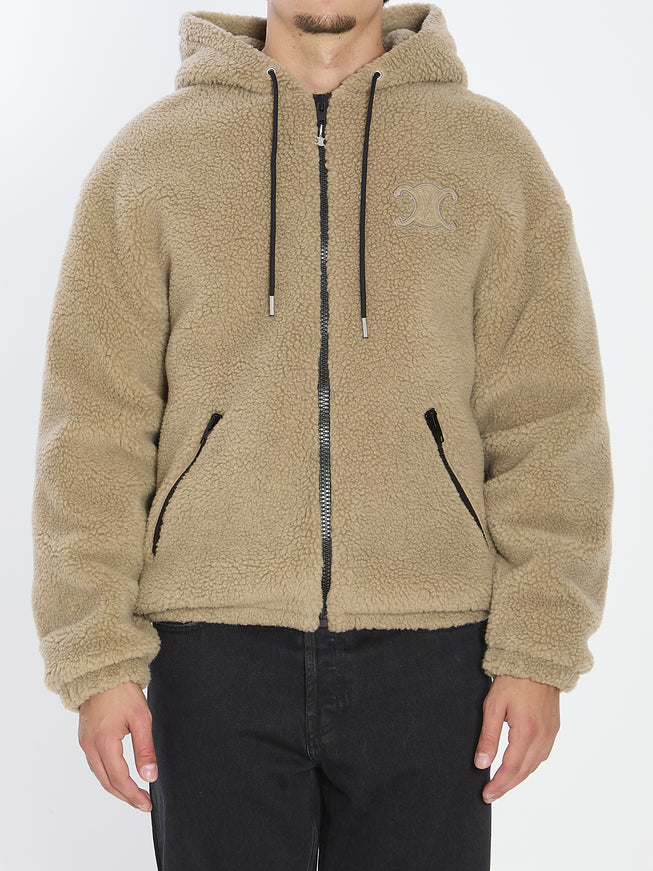 Celine Triomphe Hooded Jacket Beige