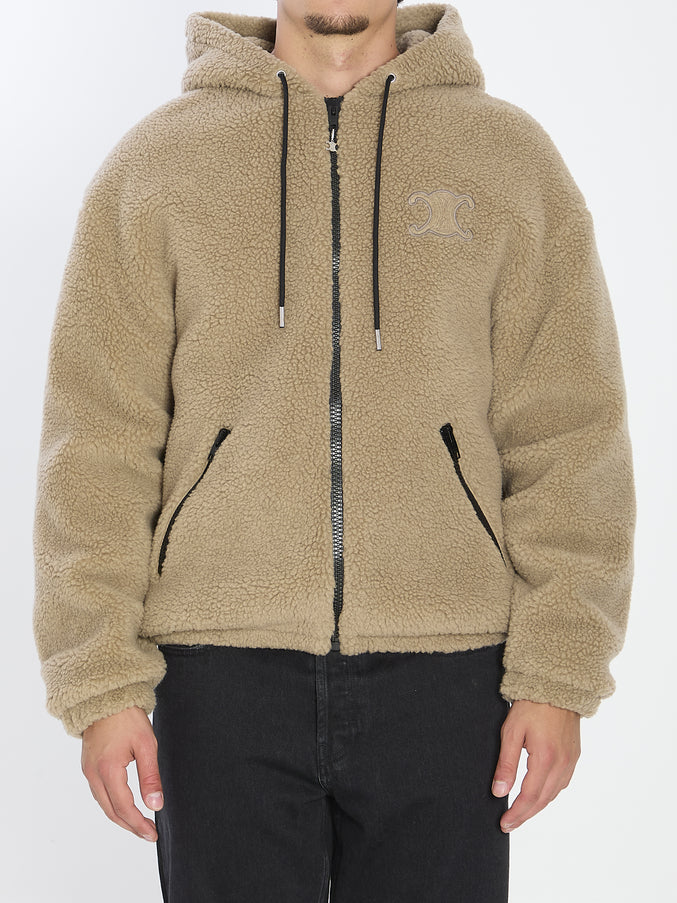 Celine Triomphe Hooded Jacket Beige
