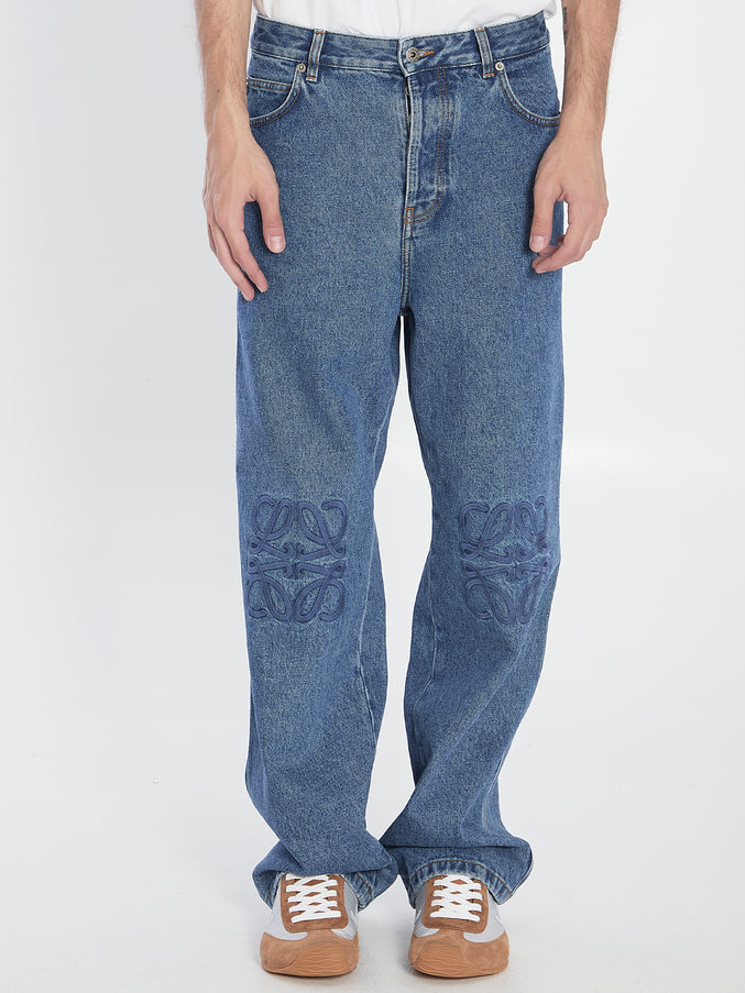 Loewe Baggy Anagram Denim Jeans Blue
