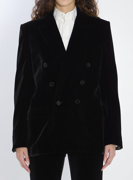 Saint Laurent Cassandre Jacket In Velvet Black