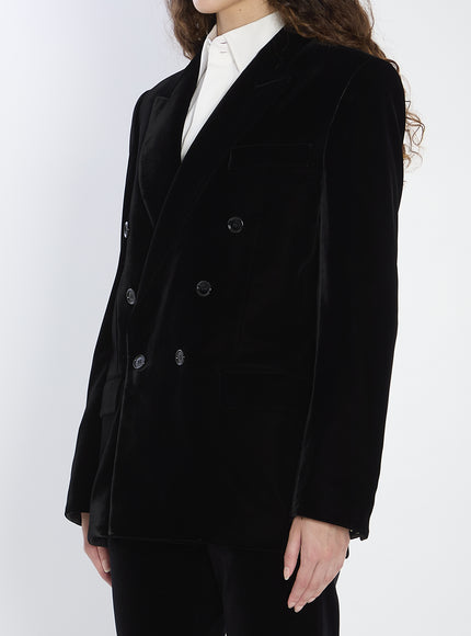 Saint Laurent Cassandre Jacket In Velvet
