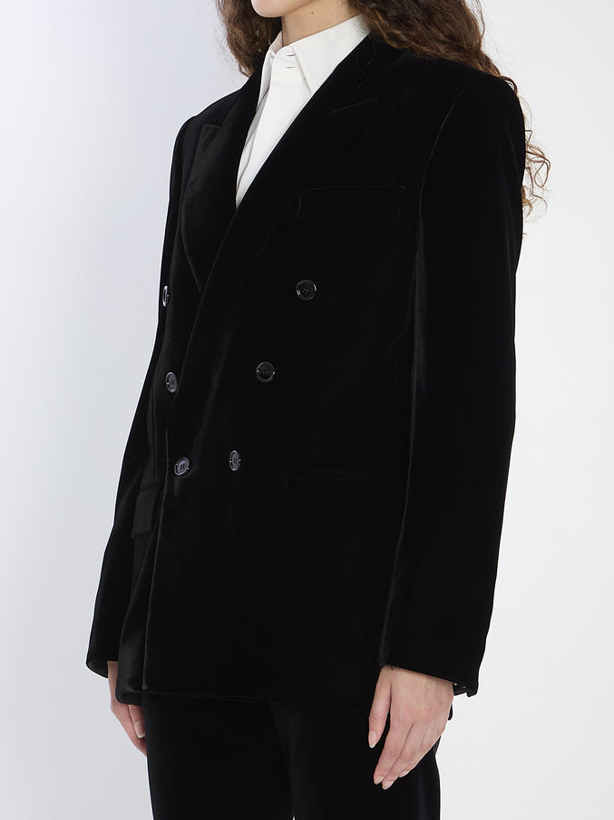 Saint Laurent Cassandre Jacket In Velvet