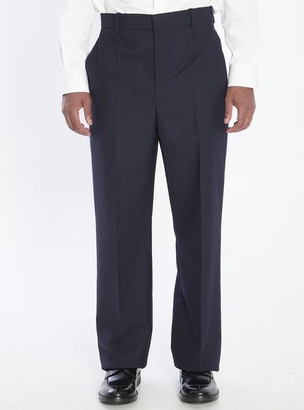 Saint Laurent Chiné Wool Trousers Blue