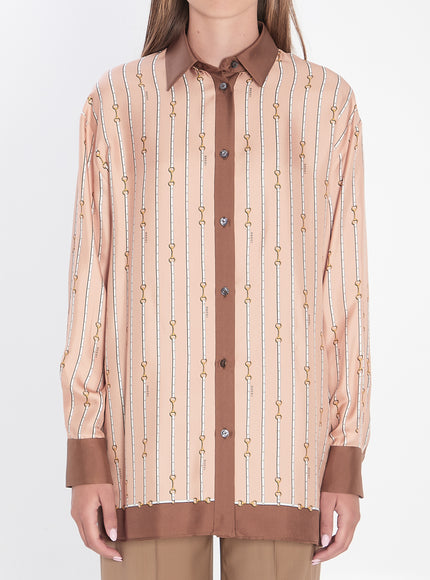 Gucci Shirt In Printed Silk Brown
