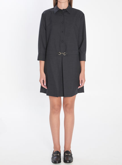 Gucci Mini Dress With Horsebit Grey