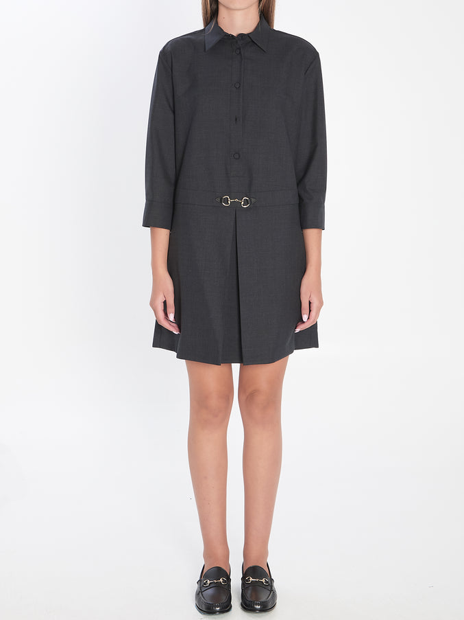 Gucci Mini Dress With Horsebit Grey