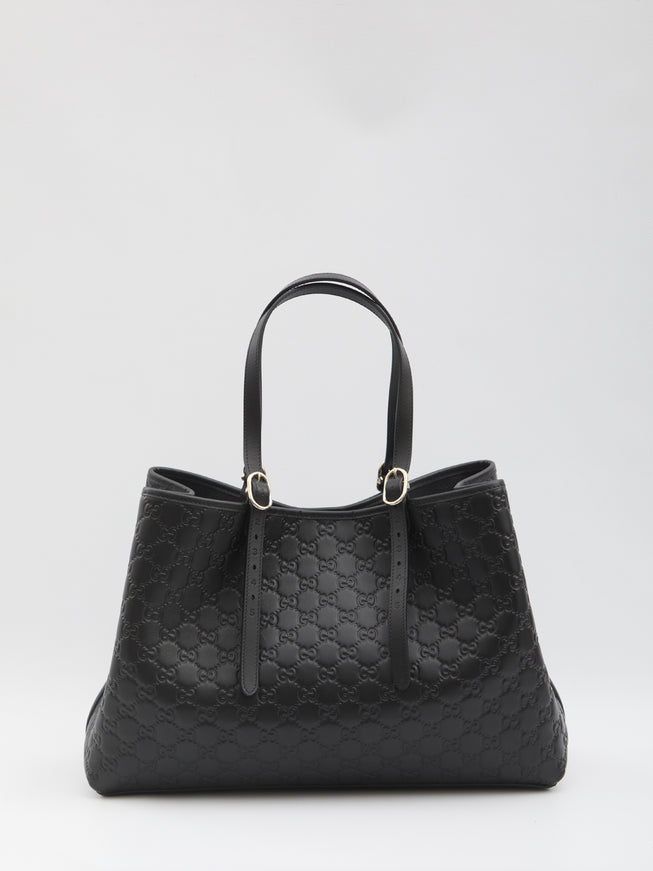 Gucci Gg Emblem Large Shopping Bag QT Black