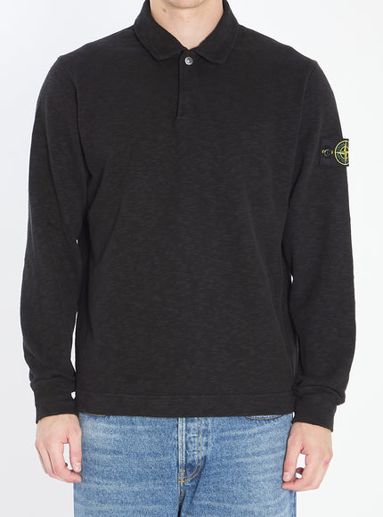 Stone Island Long-sleeve Polo Shirt Black