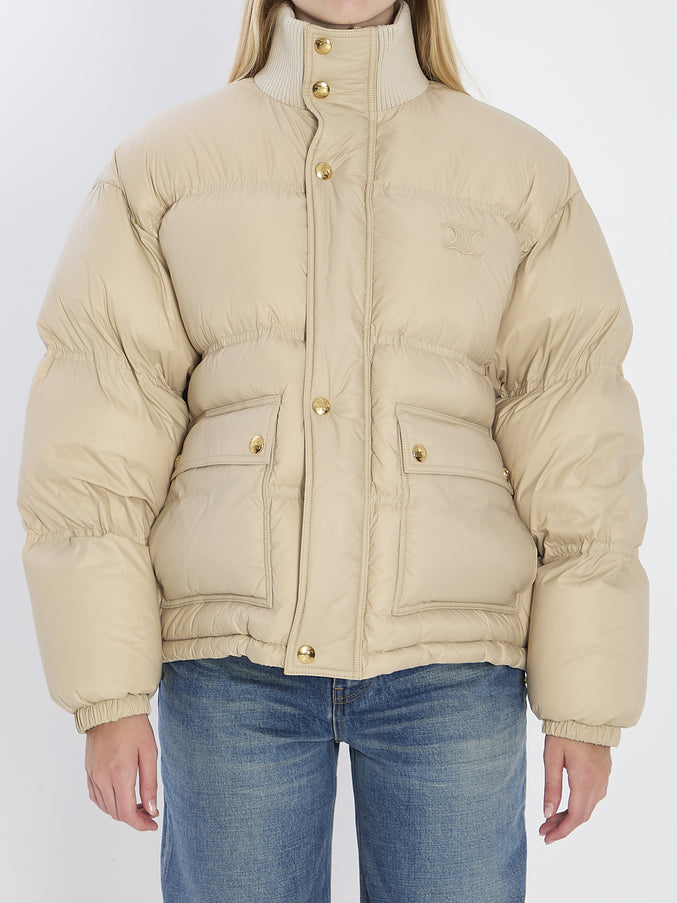 Celine Triomphe Puffer Jacket Beige